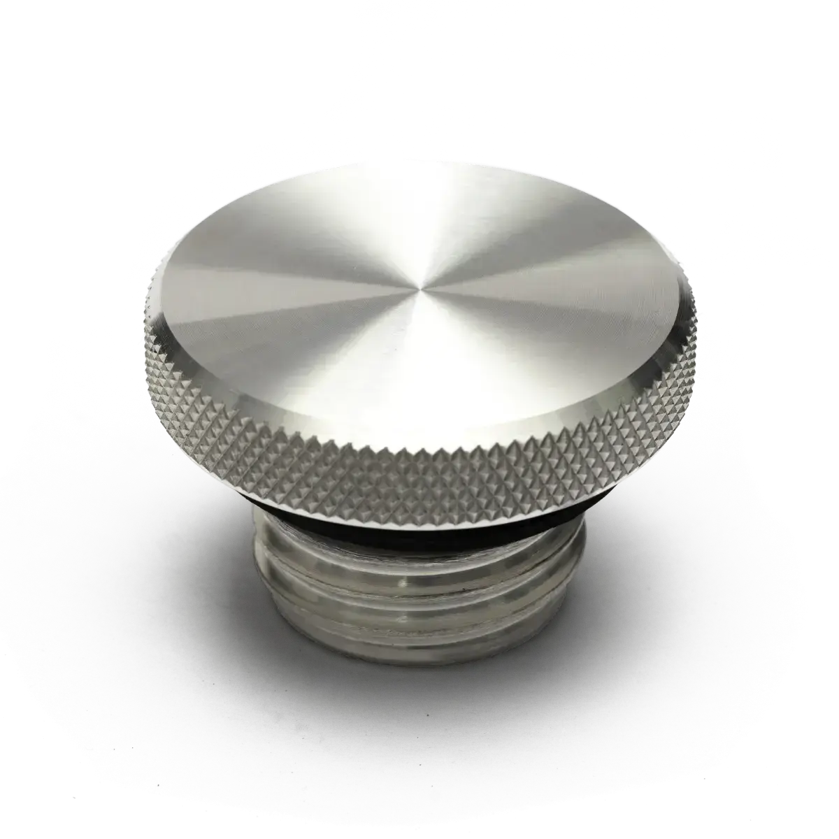 Bouchon de réservoir Le Billet argent aluminium 6061T - vue de dessus finition satinée