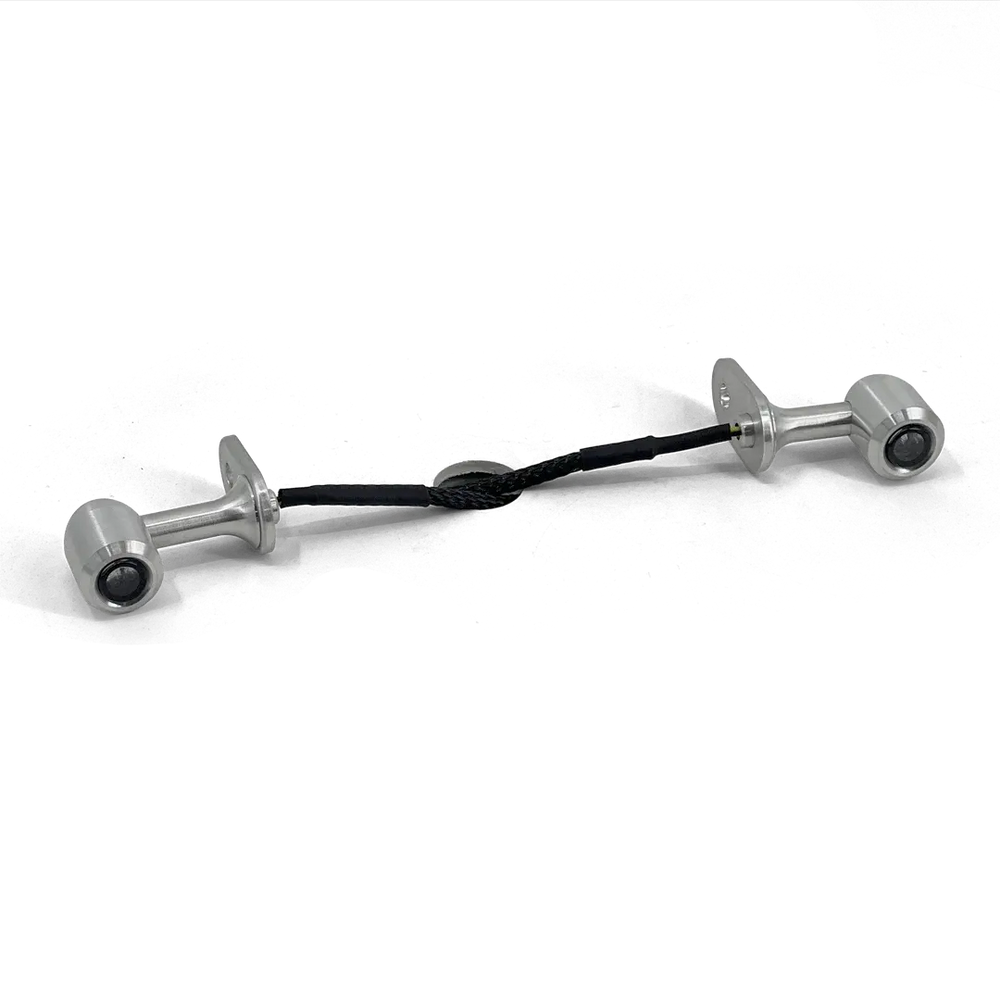 Clignotants moto Mini Bates FCR Accessoires en aluminium brossé, kit complet avant ou arrière avec câblage et platines