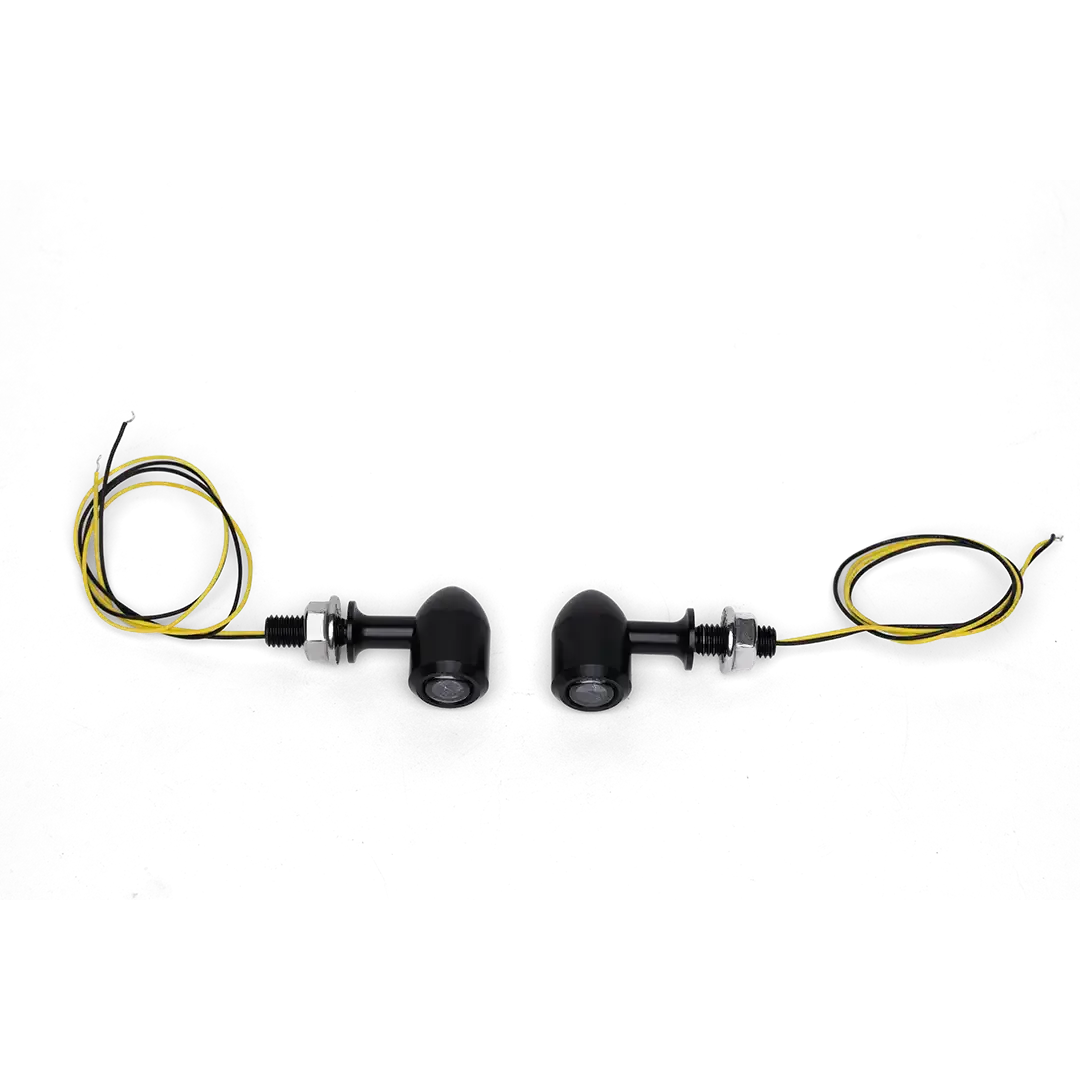 Clignotants avant moto LED FCR Original noirs – design rond type Mini Bates – vue avant