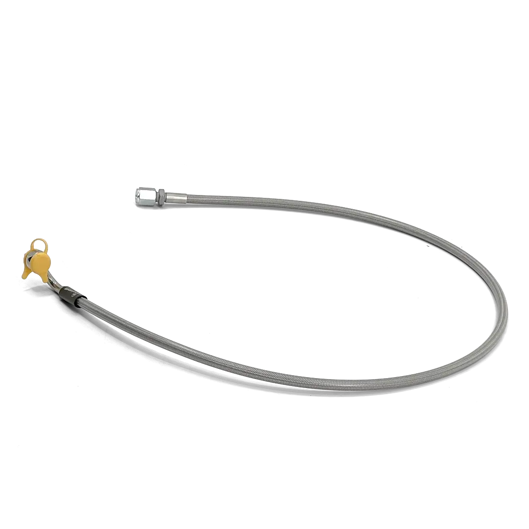Durite de frein aviation FCR Accessoires couleur brossée avec banjo 90°, conçue pour routage propre sur Triumph