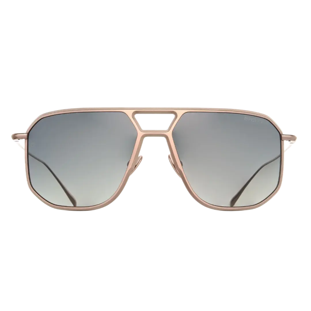 Lunettes soleil moto Brett Ed Sun coloris Pink Gold - vue de face titane PVD rosé doré néo-rétro