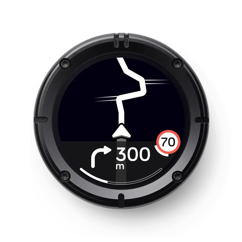 GPS Beeline Moto II Édition Anniversaire - vue de face écran navigation guidage tour par tour alerte limitation vitesse