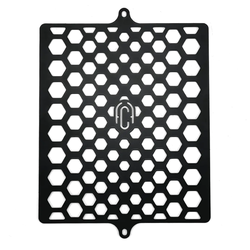 Grille de Radiateur Triumph Scrambler 1200 FCR Original - vue de face noir satiné format plan motif nid d'abeille pavé gravé