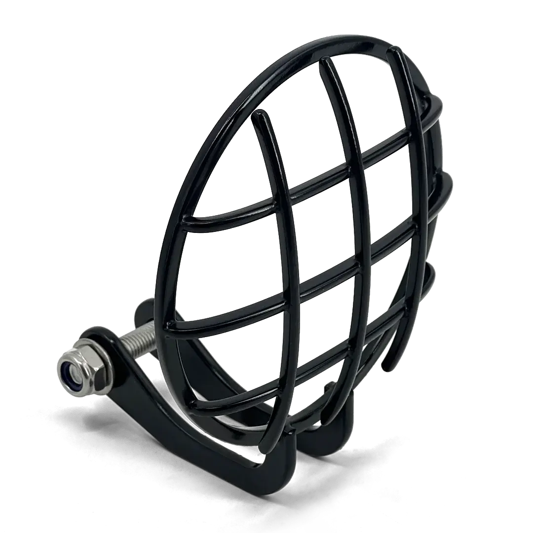Side view of the black Headlight Grill FCR Accessoires – robust motorcycle accessory for Triumph Bobber after 2016.