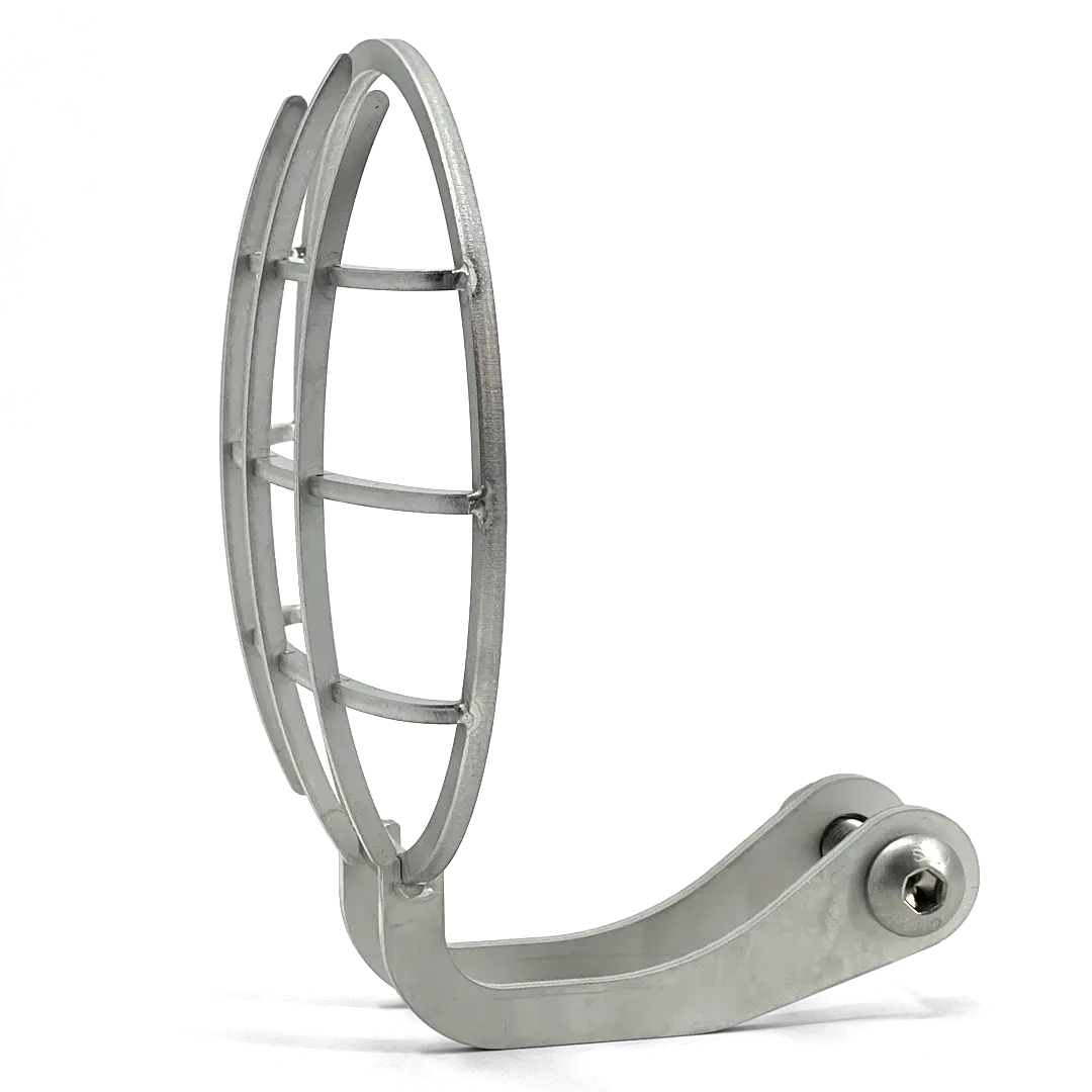 Detail of FCR Accessoires brushed Headlight Grill - solid structure and hand-crafted finish for Triumph Bobber.