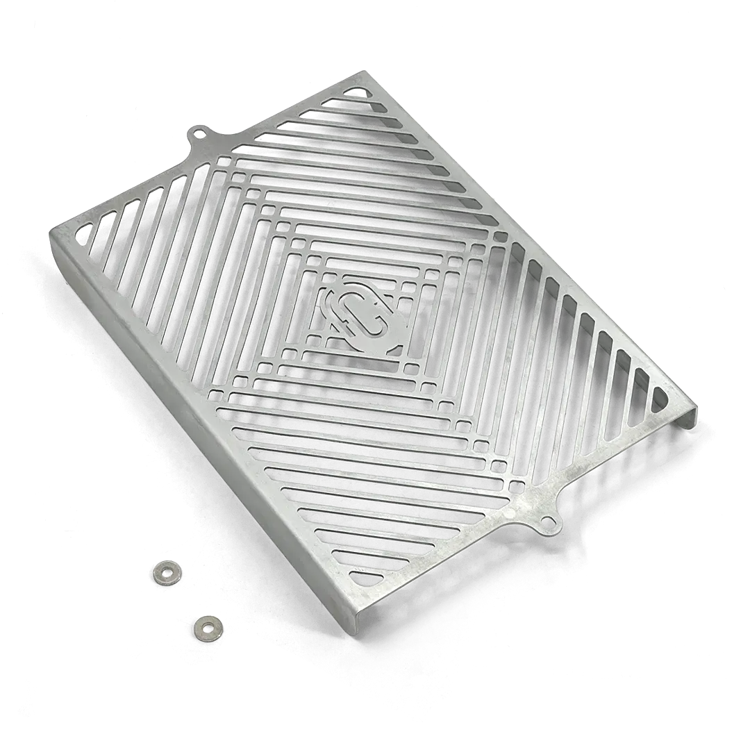 Radiator Grill FCR Accessoires Brushed aluminumFCR Accessoires - front view with geometric pattern and engraved FCR Original logo.