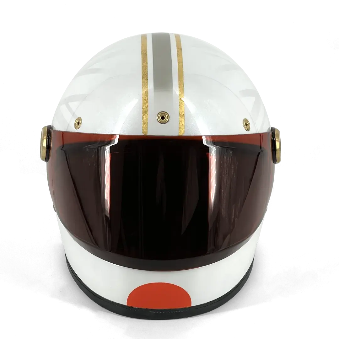 Casque Hedon Heroine Racer 2.0 Hail to the Twin édition limitée FCR Original - vue de face visière rouge bordeaux