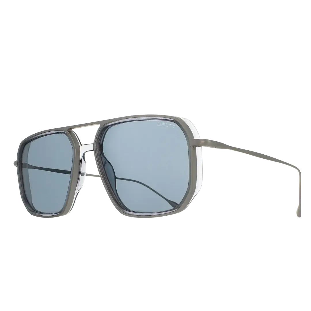 Lunettes soleil moto Brett Jarno Sun Crystal Grey - vue trois quarts collection Neo Combined inspiration motos années 1950