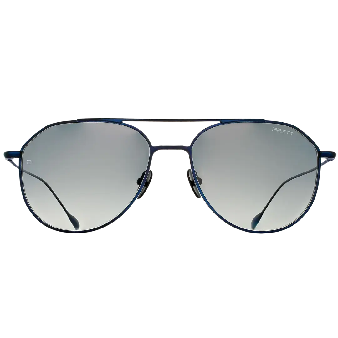 Lunettes soleil moto Brett Juan Sun coloris Marine - vue de face titane pur signature bleu nuit Brett
