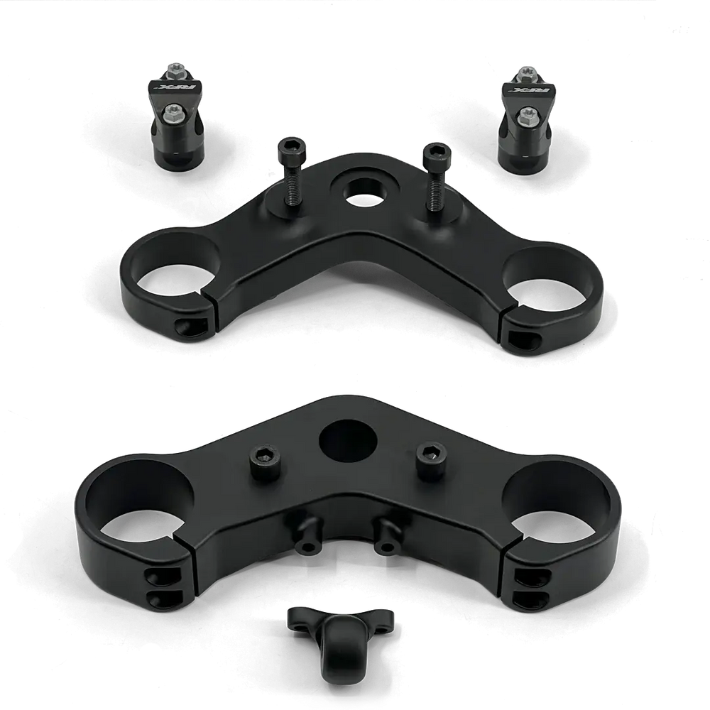 Té de fourche large Bobber FCR Original avec pontets de guidon noirs, conception renforcée pour transformation du train avant Triumph