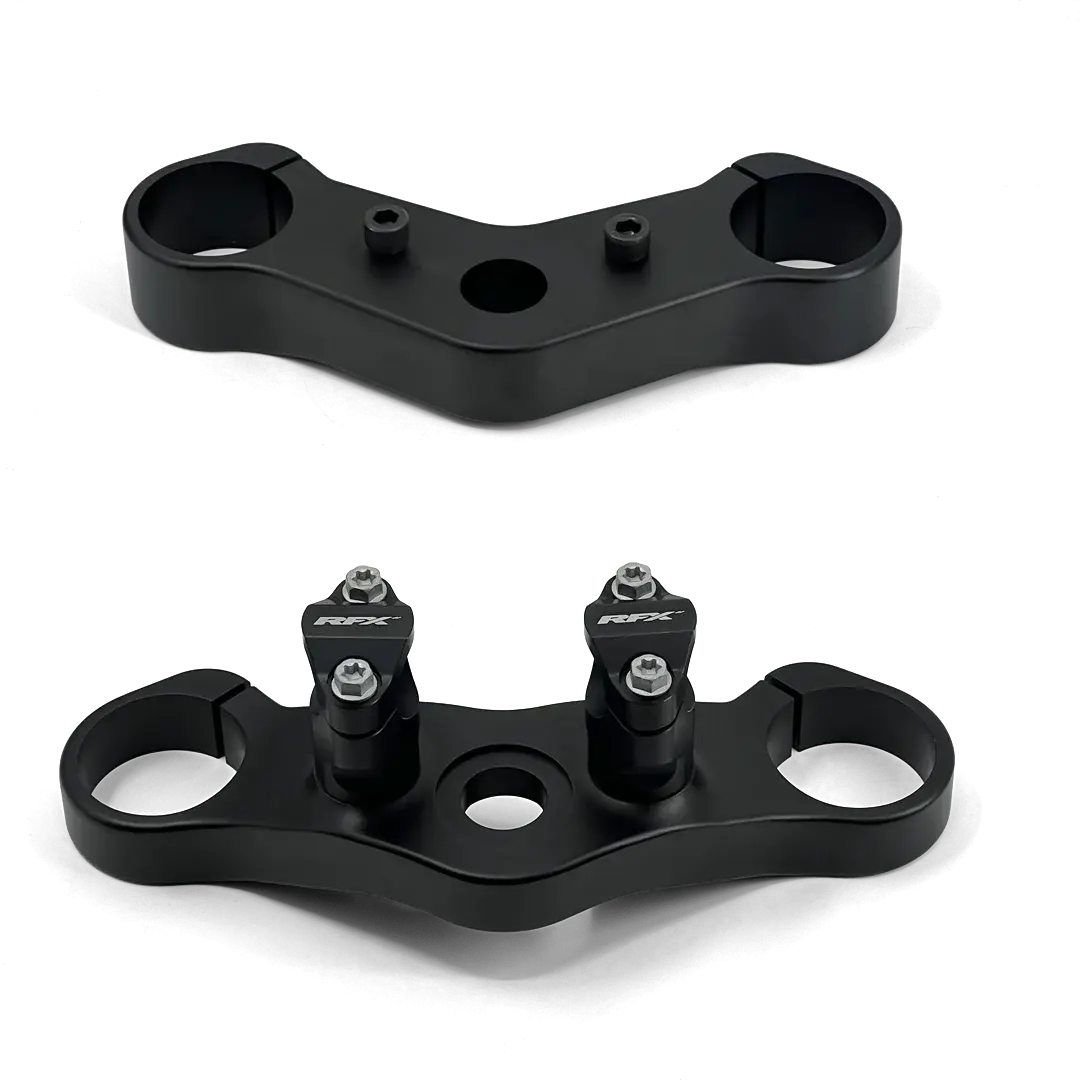 Tés de fourche large Bobber FCR Original avant et arrière en aluminium CNC noir, livrés avec visserie et supports spécifiques Triumph