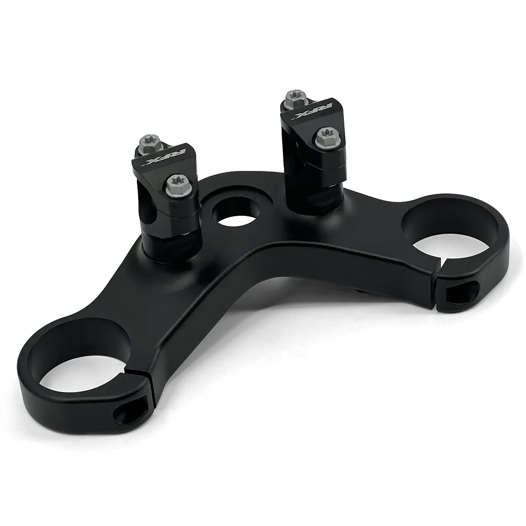 Té de fourche supérieur large Bobber FCR Original en aluminium usiné CNC noir, avec pontets de guidon, pour Triumph Modern Classic