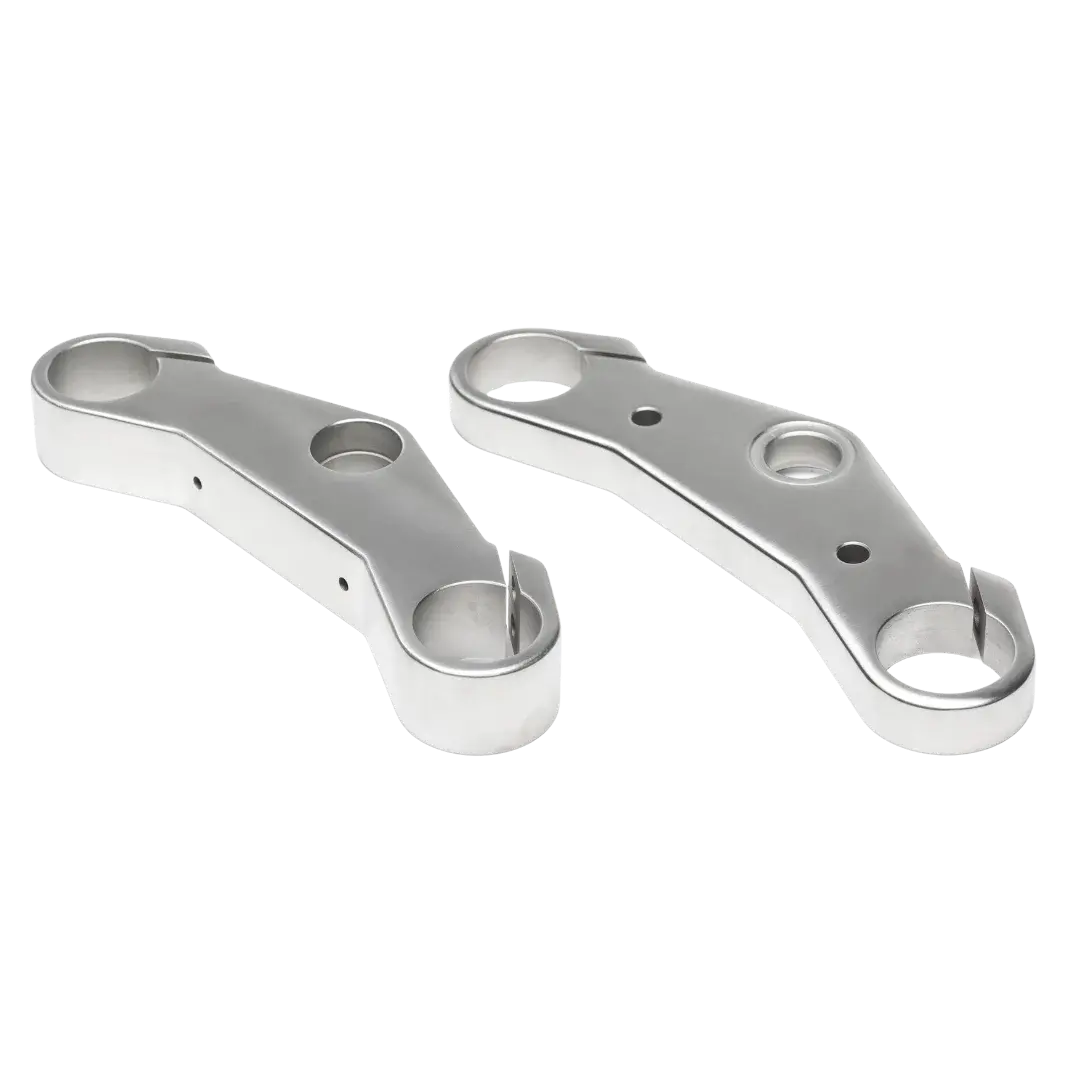 Kit Te de Fourche Large Triumph Modern Classic FCR Original - tes de fourche superieur et inferieur cote a cote fond blanc