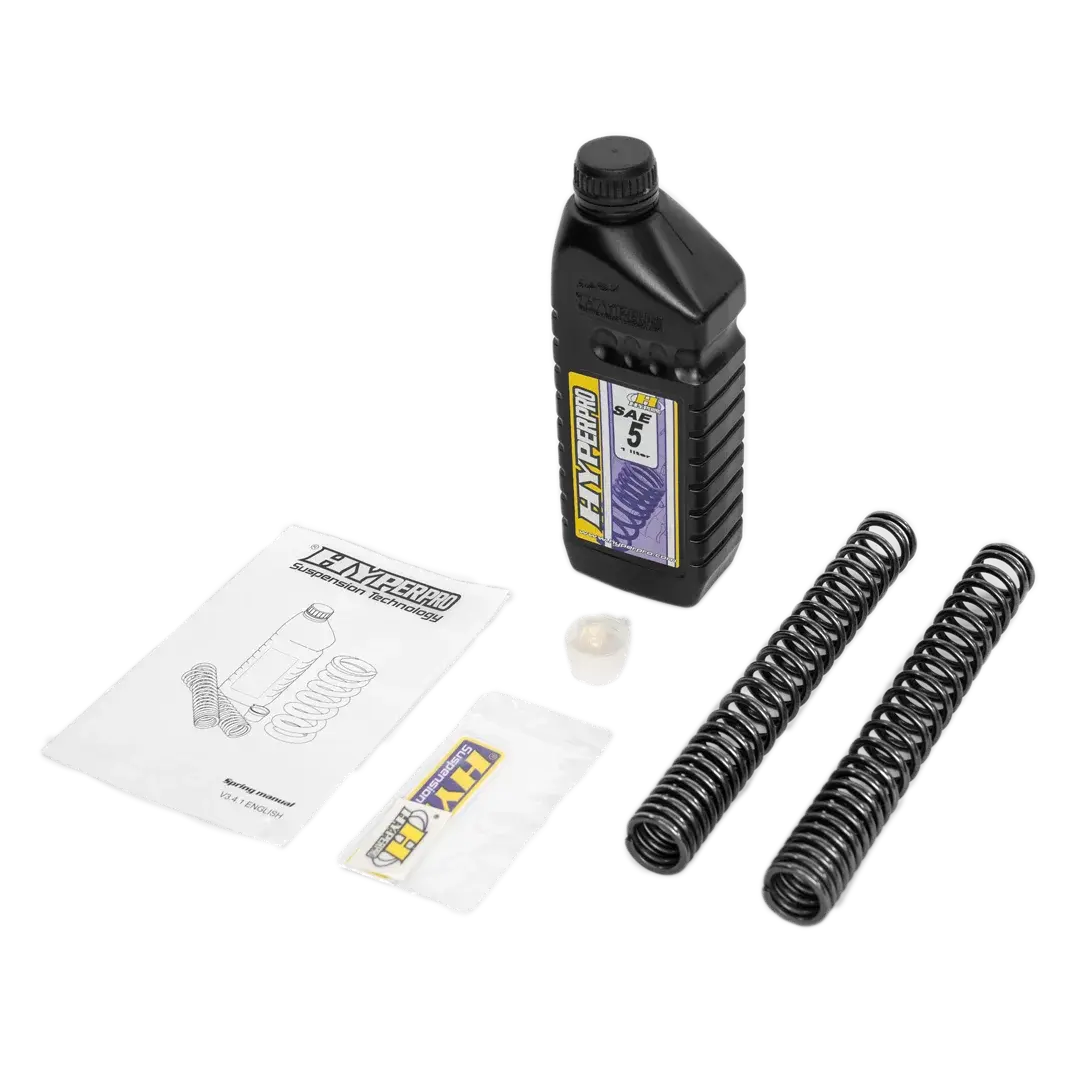 Ressorts de fourche progressifs Hyperpro paire avec huile SAE 5 et notice FCR Accessoires