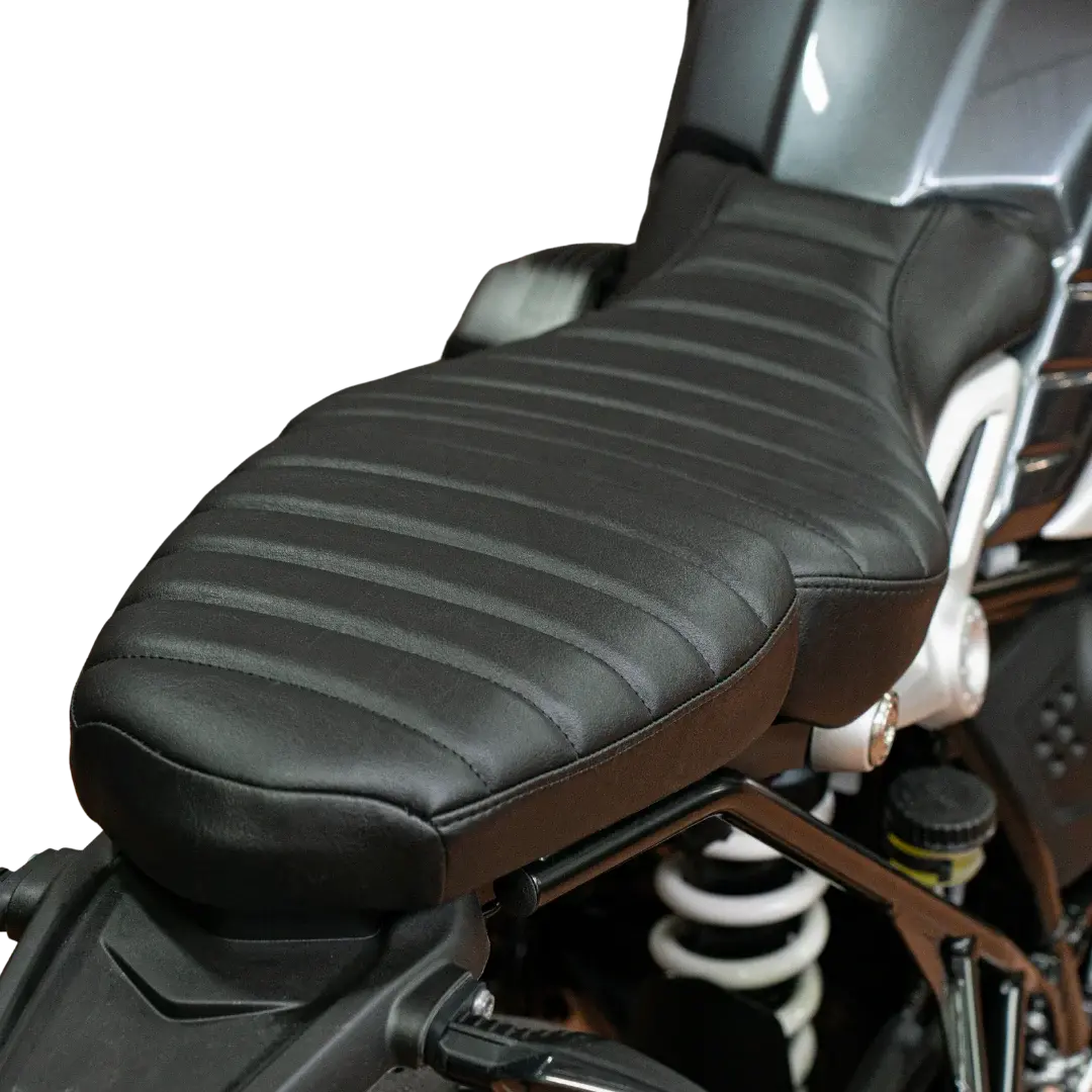 Selle Vintage Heritage BMW R nineT FCR Original - finition Noir simili motif cotele montee de profil