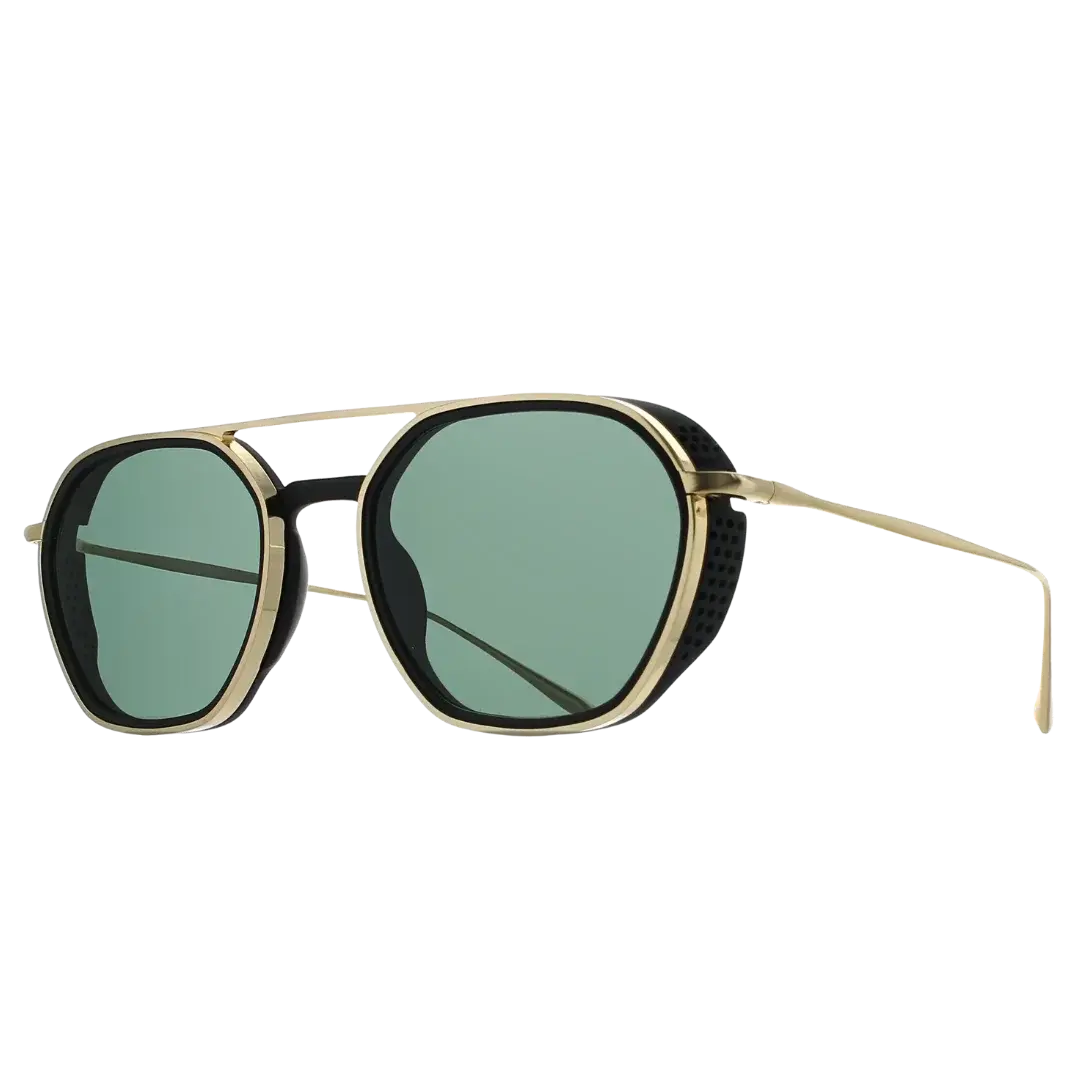 Lunettes soleil moto Brett Spitfire Sun coloris Silver Antique Vert - vue trois quarts casquette perforée mécanique