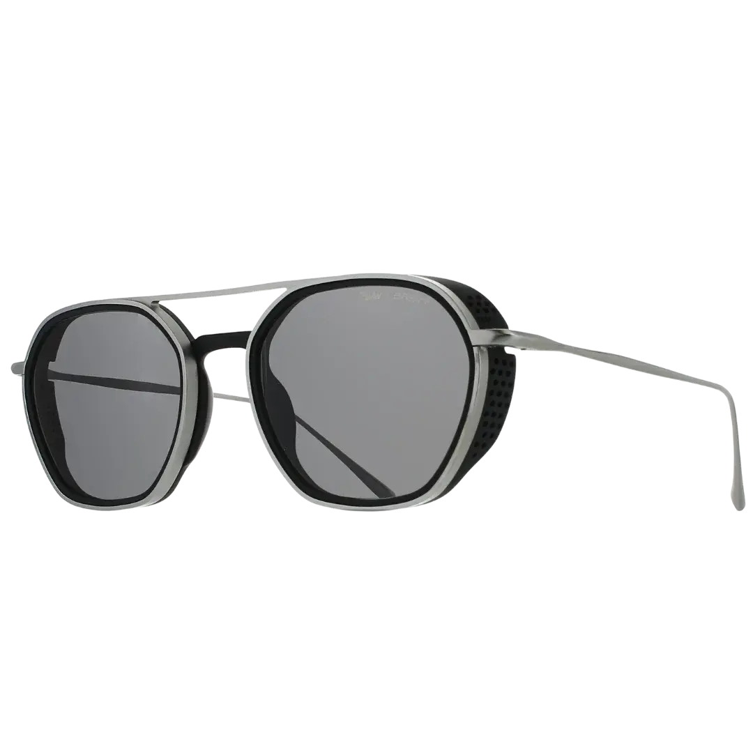 Lunettes soleil moto Brett Spitfire Sun Black Mat Beige - vue trois quarts inox patiné édition limitée