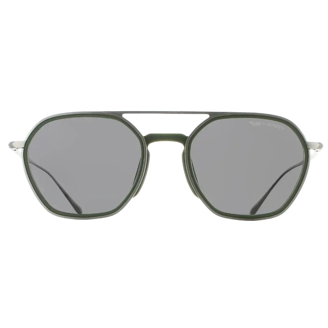 Lunettes soleil moto Brett Spitfire Sun coloris Silver Black - vue de face style racing intemporel inox