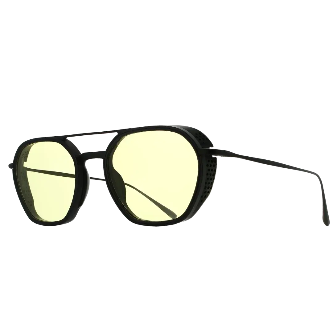 Lunettes soleil moto Brett Spitfire Sun Doré Mat Black Mat - vue trois quarts duo chaleureux premium