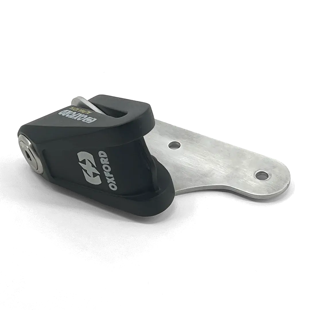 Antivol bloque-disque Oxford Alpha XD14 monté sur support FCR Triumph aluminium