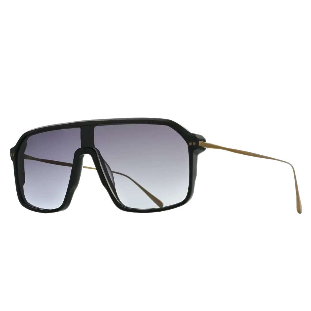 Lunettes soleil moto Brett The Duke Sun Noir - vue trois quarts acétate noir café racer affirmé