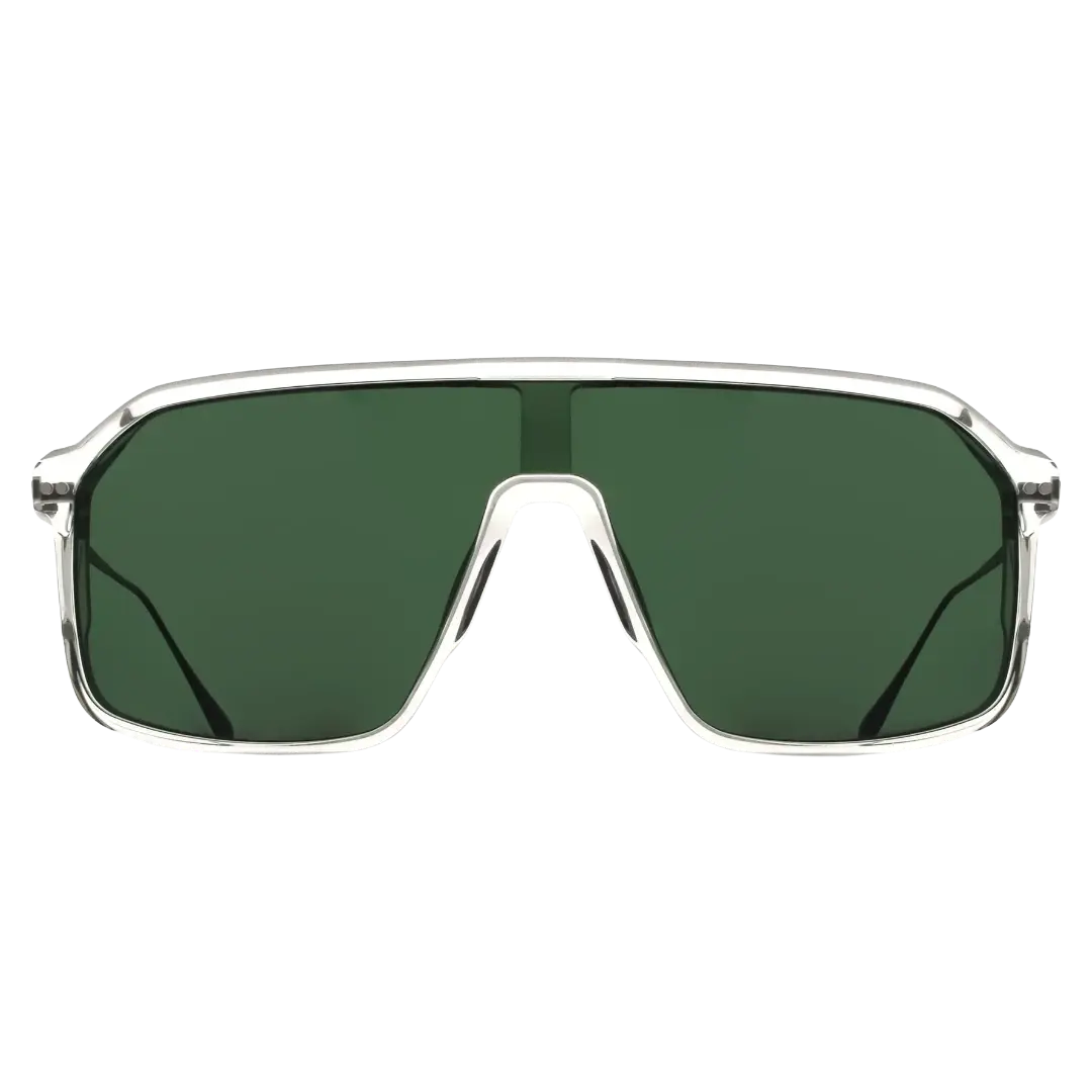 Lunettes soleil moto Brett The Duke Sun coloris Cristal Argent - vue de face acétate transparent raffiné