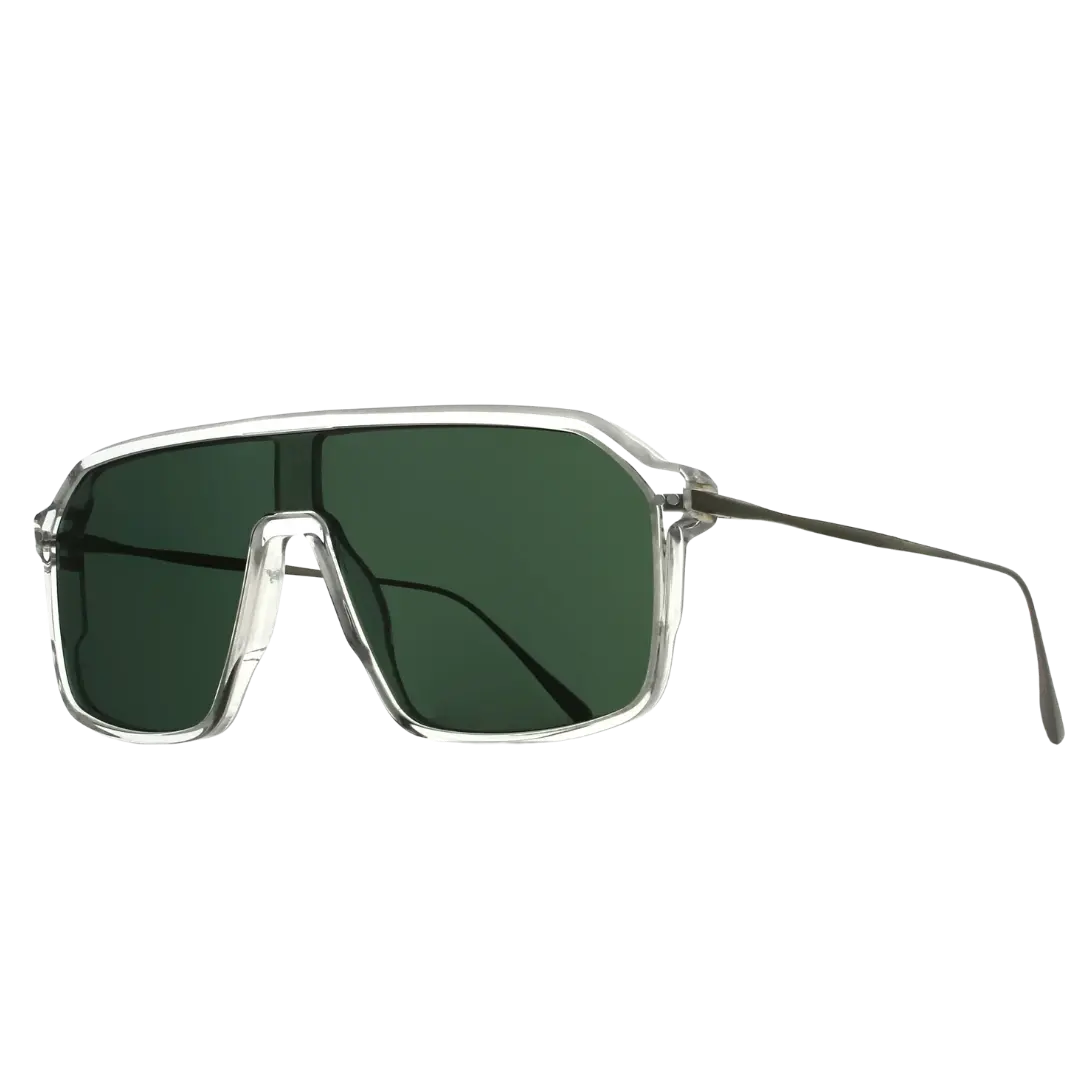 Lunettes soleil moto Brett The Duke Sun Cristal Argent - vue trois quarts verres polarisants Divel café racer minimaliste