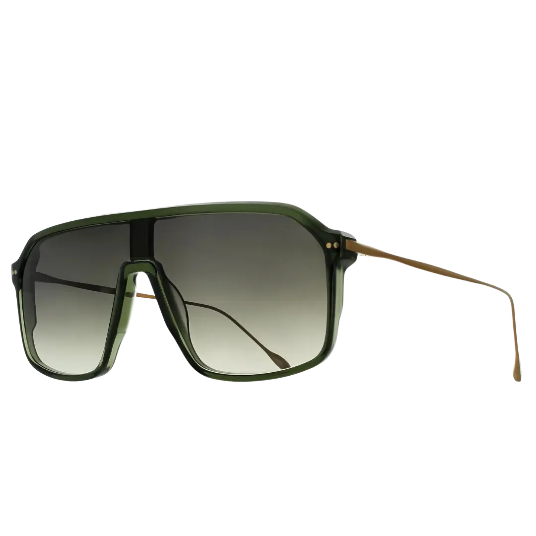 Lunettes soleil moto Brett The Duke Sun Vert Cuivre - vue trois quarts contraste sophistiqué néo-rétro café racer