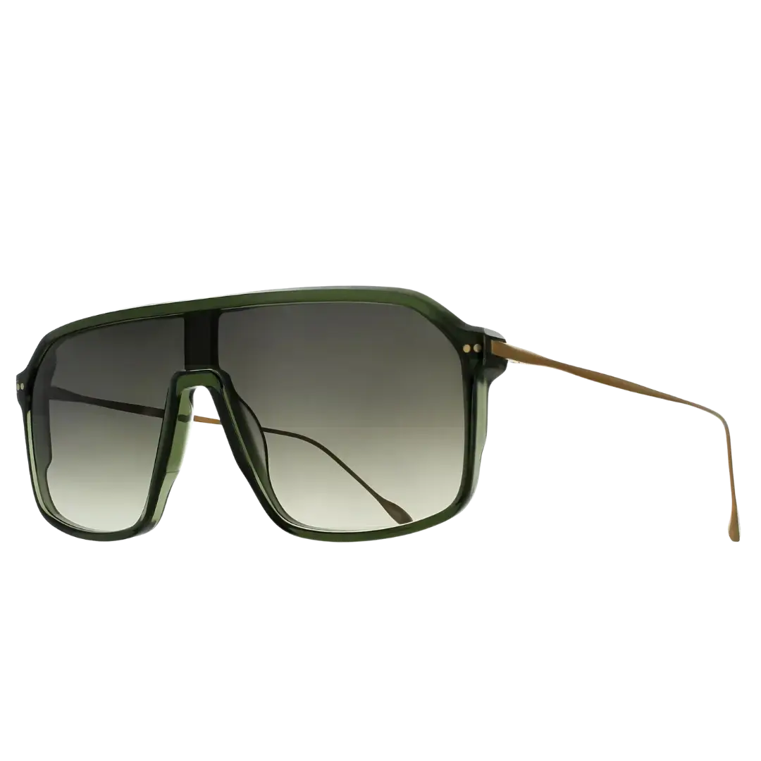 Lunettes soleil moto Brett The Duke Sun Vert Cuivre - vue trois quarts contraste sophistiqué néo-rétro café racer