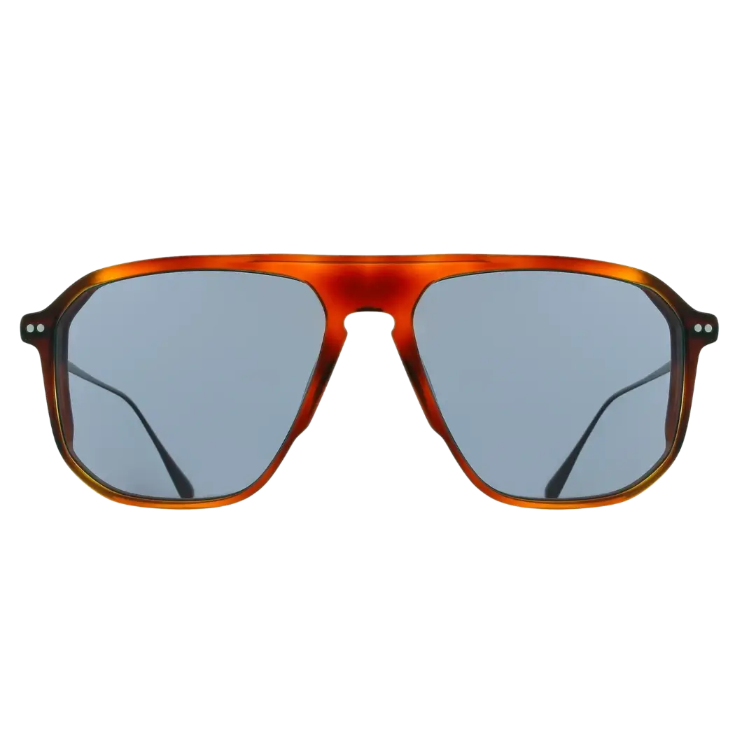 Lunettes soleil moto Brett Tony Sun coloris Écaille Marron Argent - vue de face acétate épais tortoise brun classique