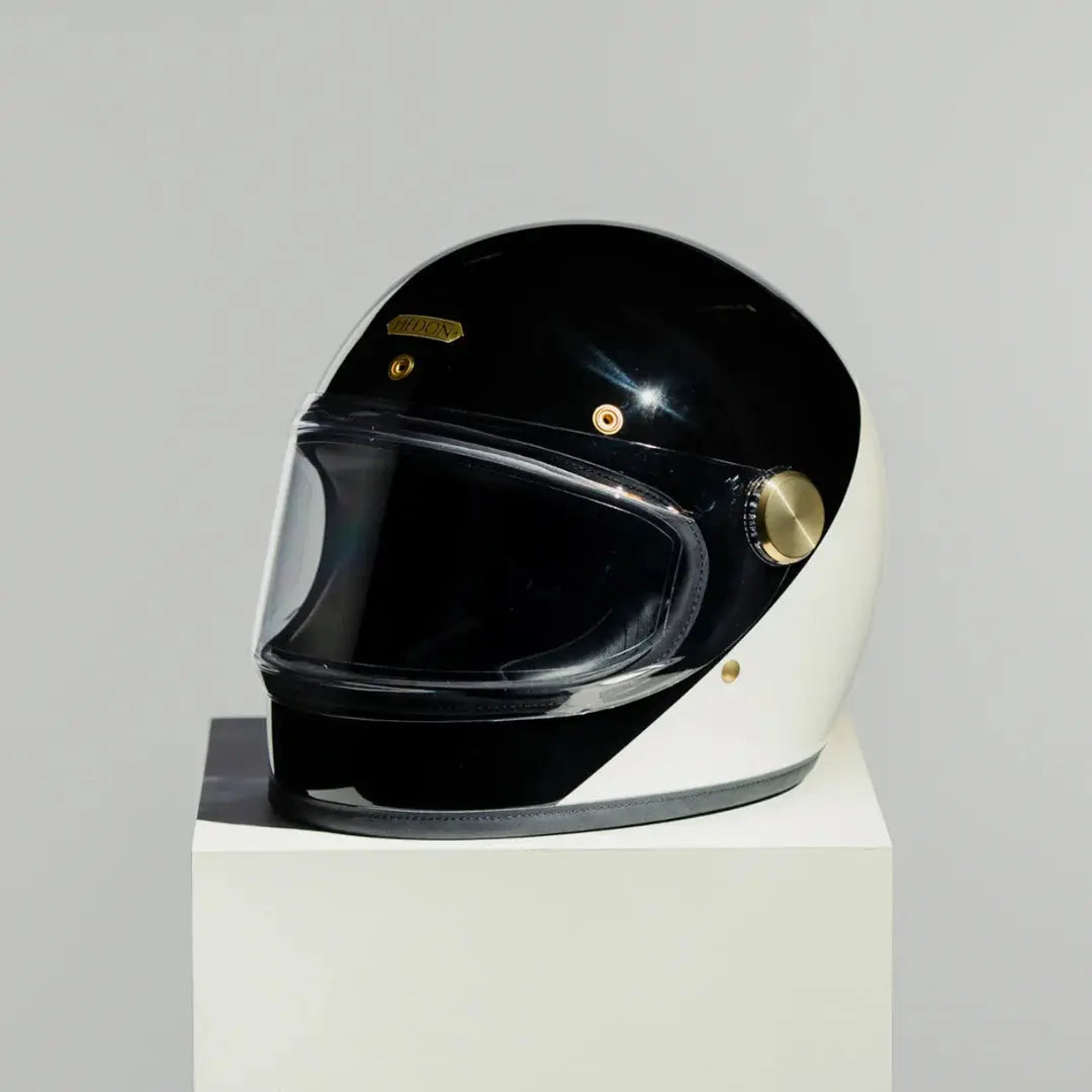 Casque intégral Hedon Heroine Racer 2.0 Two Face noir et blanc design bicolore moto premium