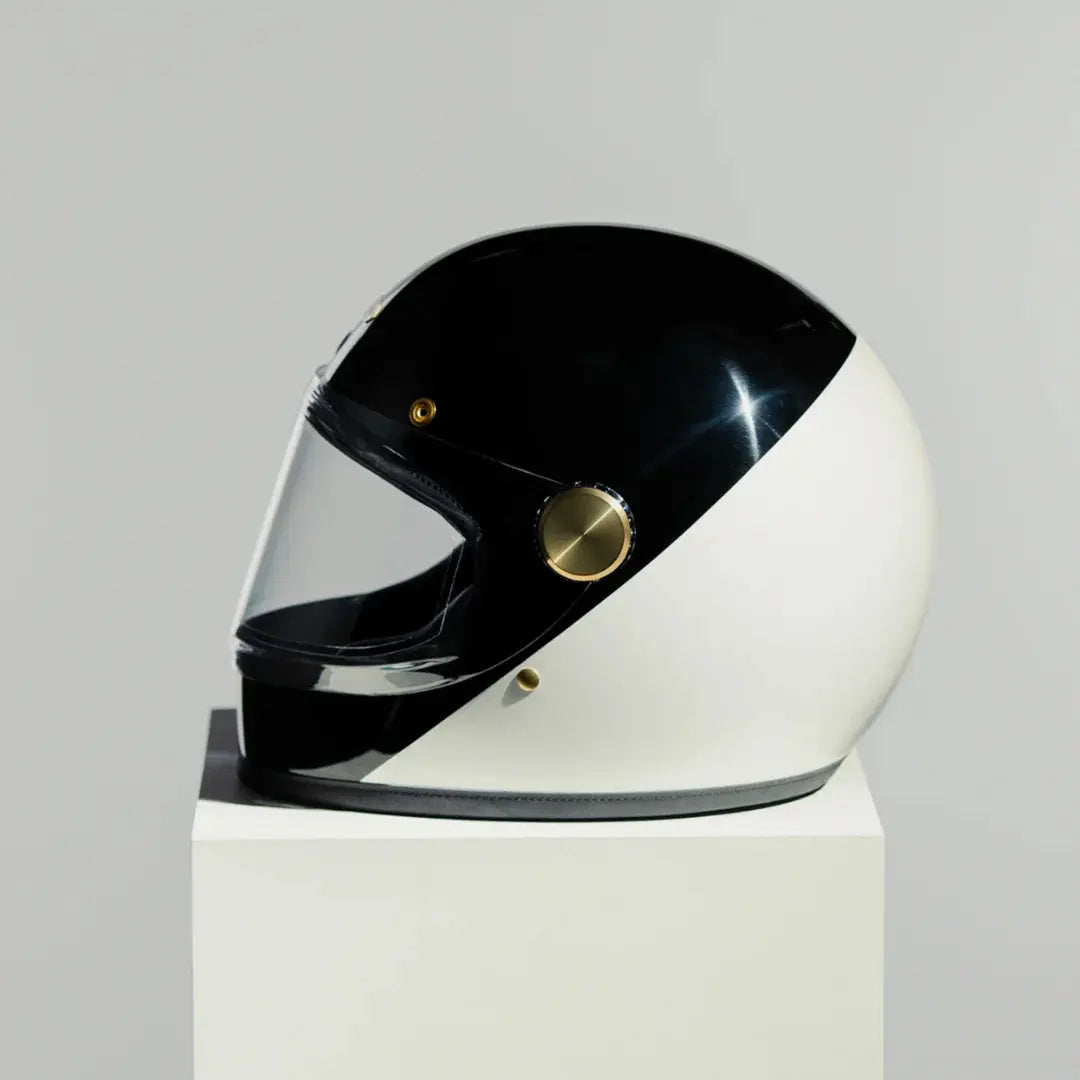 Profil casque Hedon Heroine Racer 2.0 Two Face contraste noir blanc design néo rétro