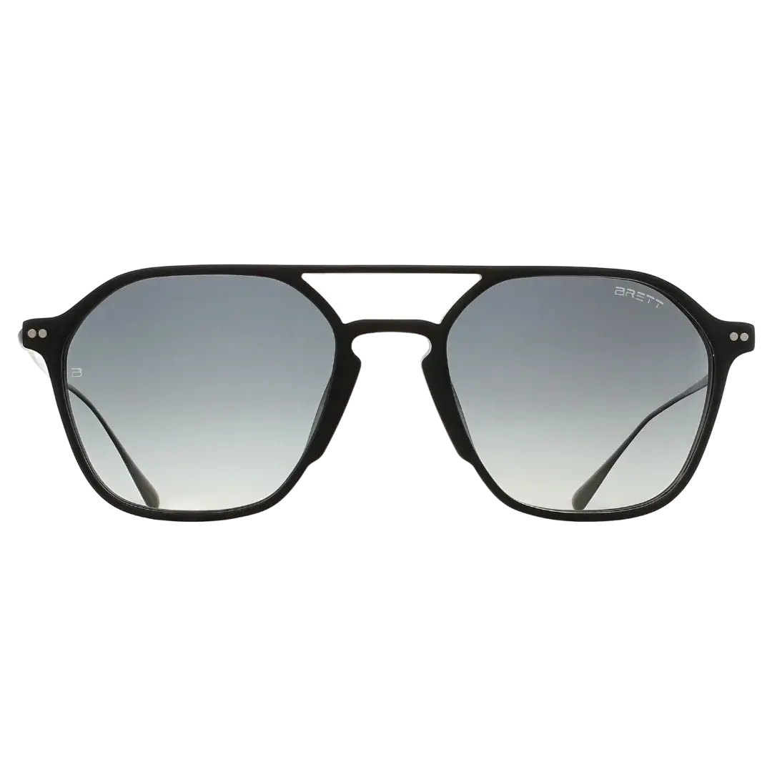 Lunettes soleil moto Brett Vic Sun coloris Noir Argent - vue de face acétate noir intégration café racer