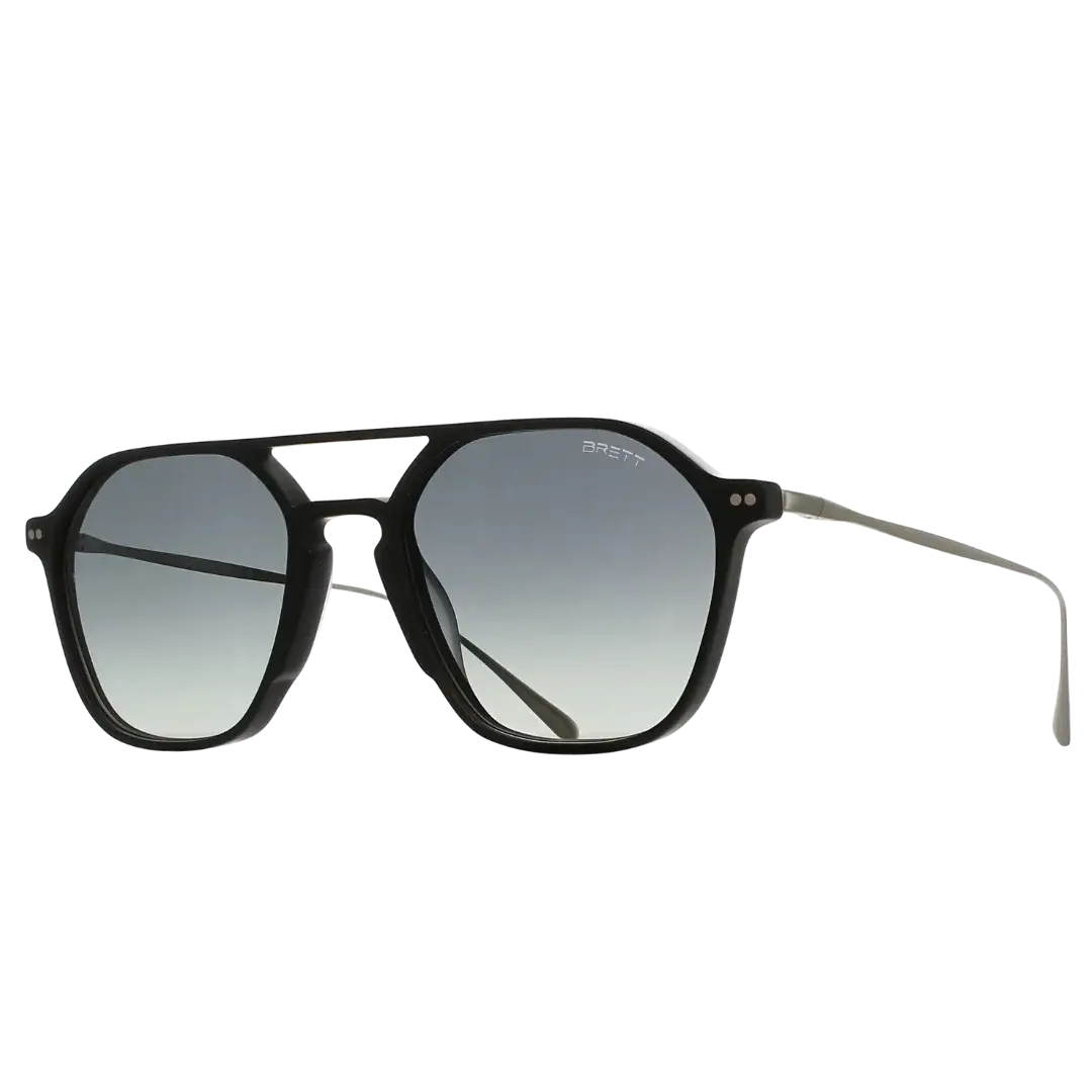 Lunettes soleil moto Brett Vic Sun Noir Argent - vue trois quarts préparation sombre élégante
