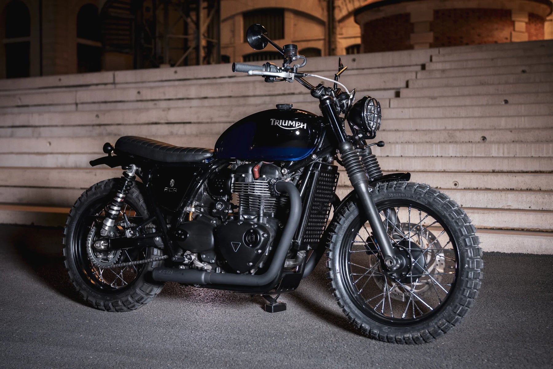 FCR Accessoires exhaust Triumph Bonneville T100 – polished stainless conical