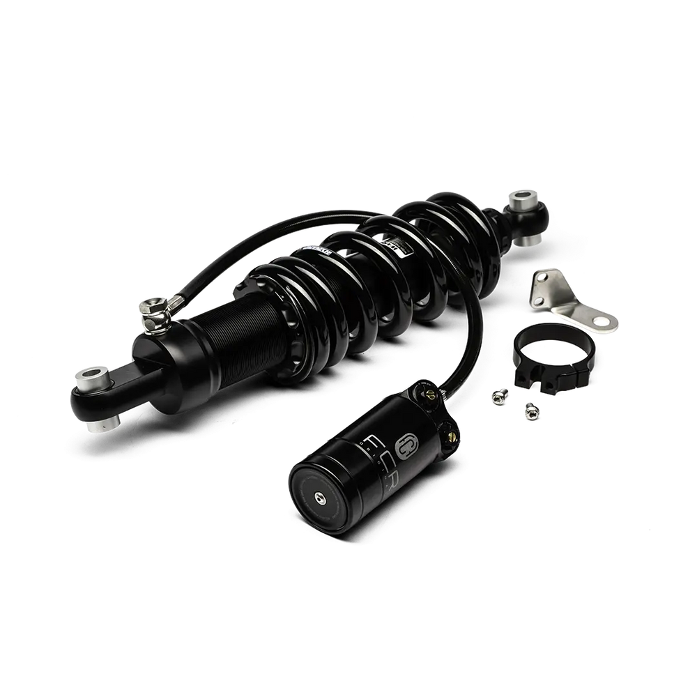 Amortisseur Arrière BMW R18 FCR - amortisseur a bonbonne separee, corps noir et ressort, vue verticale