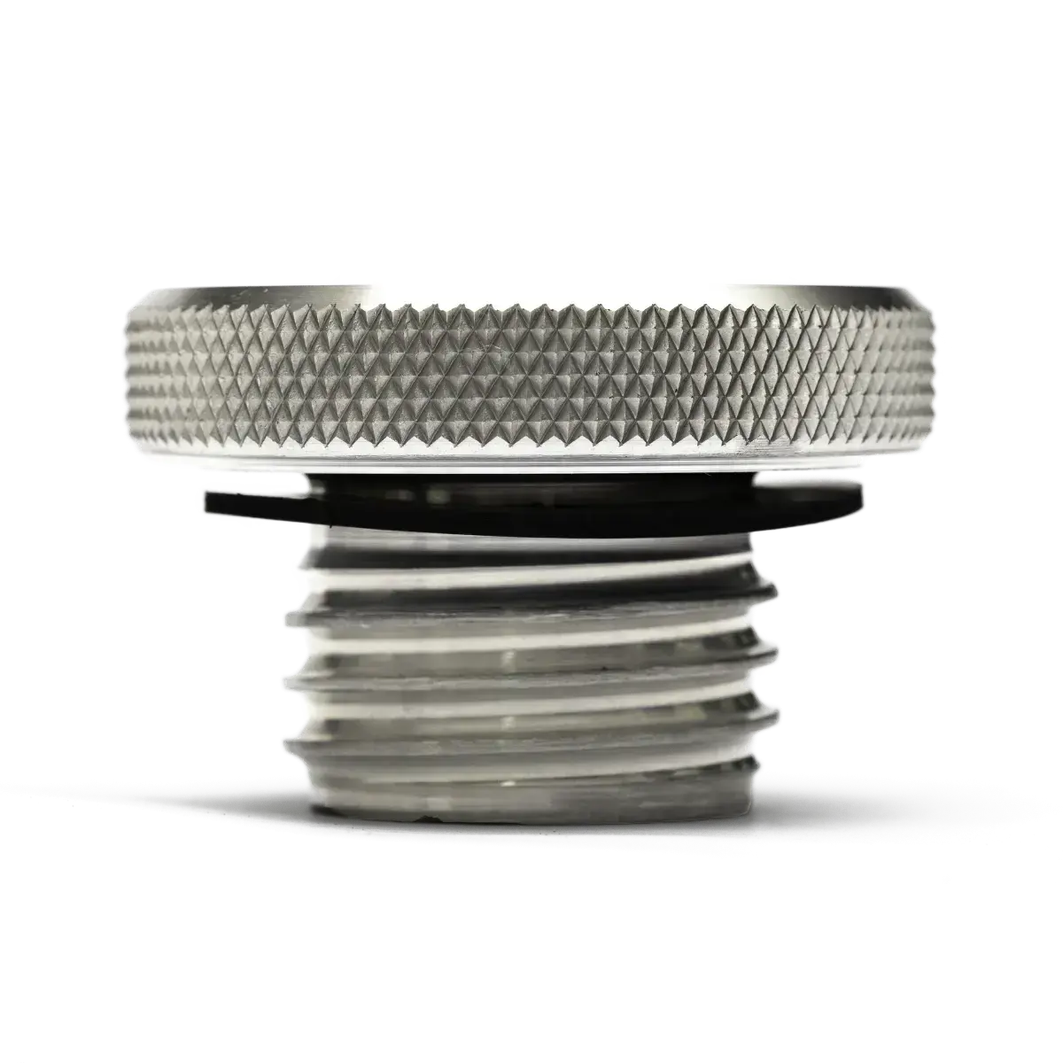 Bouchon de réservoir Le Billet argent - vue de profil pas de vis et moletage