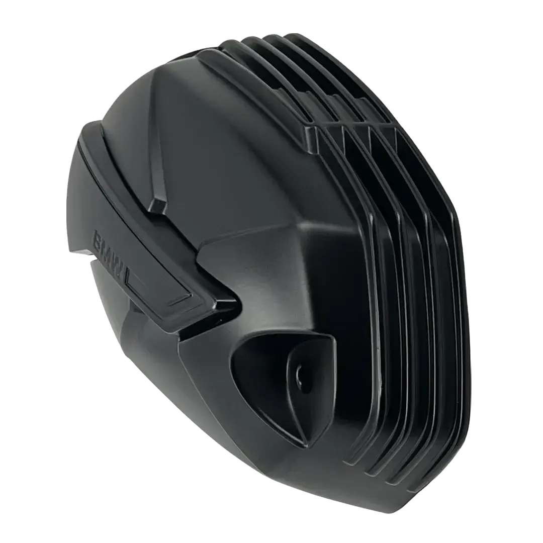 Détail cache culbuteur noir BMW R nineT 2020+ – design ailettes flat twin boxer finition noire contemporaine