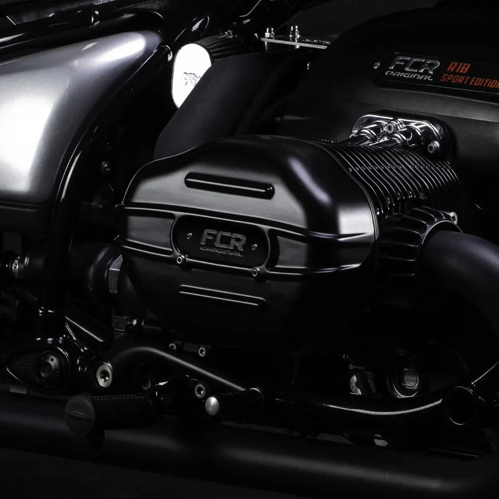 Caches-Culbuteurs BMW R18 FCR Original - mise en situation montés sur moteur Big Boxer