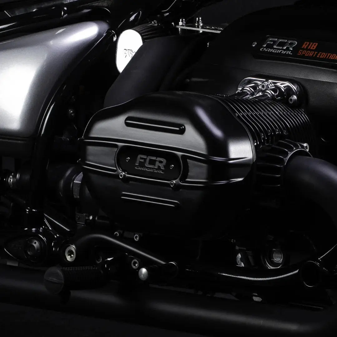 Caches-Culbuteurs BMW R18 FCR Original - mise en situation montés sur moteur Big Boxer
