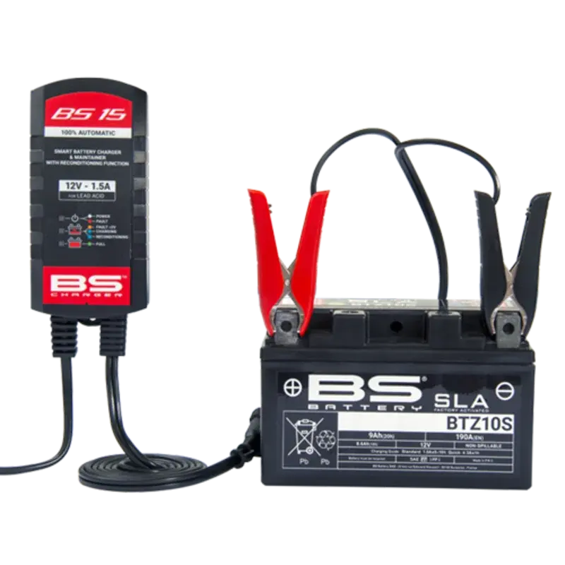 Chargeur de batterie intelligent BS15 BS Battery - contenu complet avec câbles et pinces
