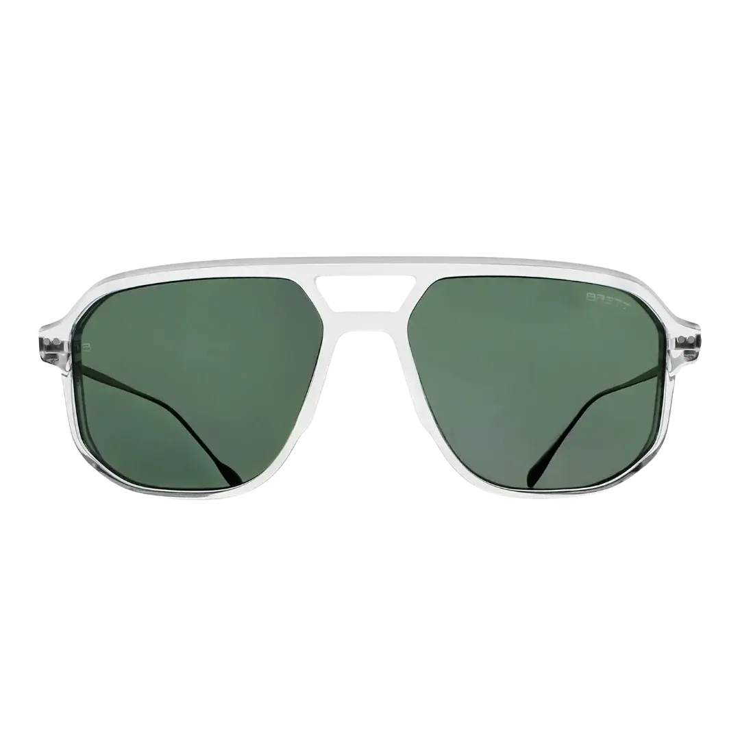 Lunettes soleil moto Brett Chuck Sun coloris Crystal Silver - vue de face acétate transparent et branches inox 304