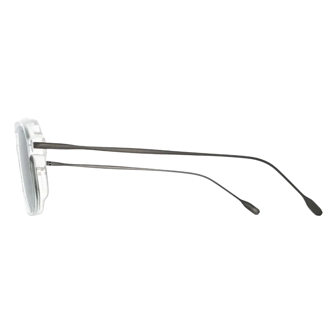 Lunettes soleil moto Brett Chuck Sun Crystal Silver - vue de profil branches ultrafines compatibles casque