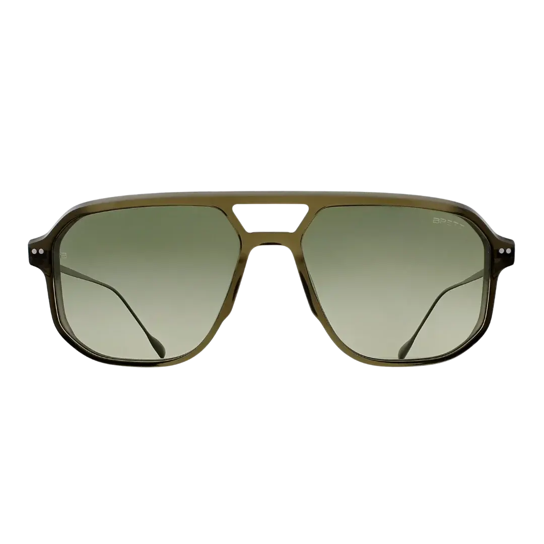 Lunettes soleil moto Brett Chuck Sun coloris Khaki Silver - vue de face monture acétate kaki vintage