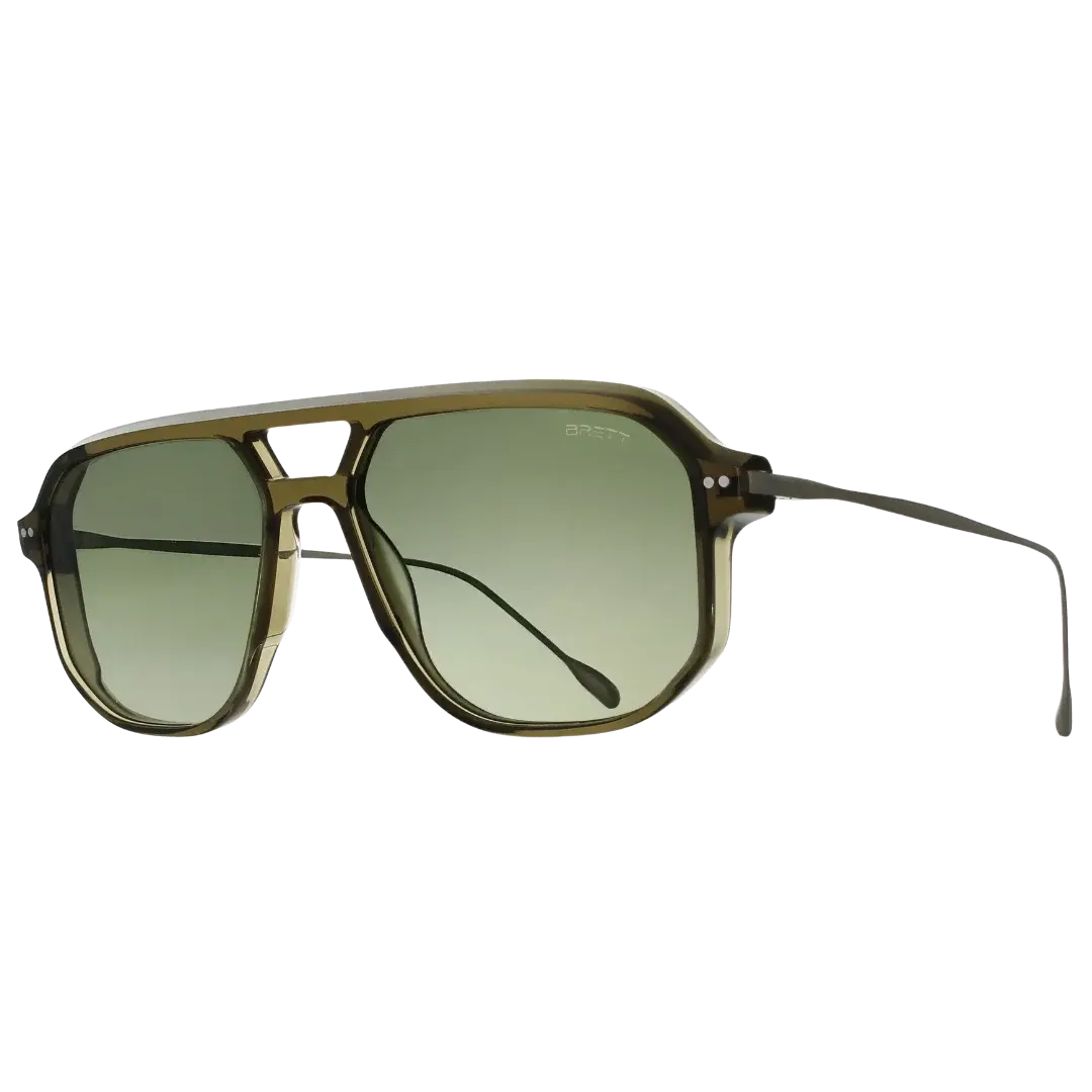 Lunettes soleil moto Brett Chuck Sun Khaki Silver - vue trois quarts inspiration années 70