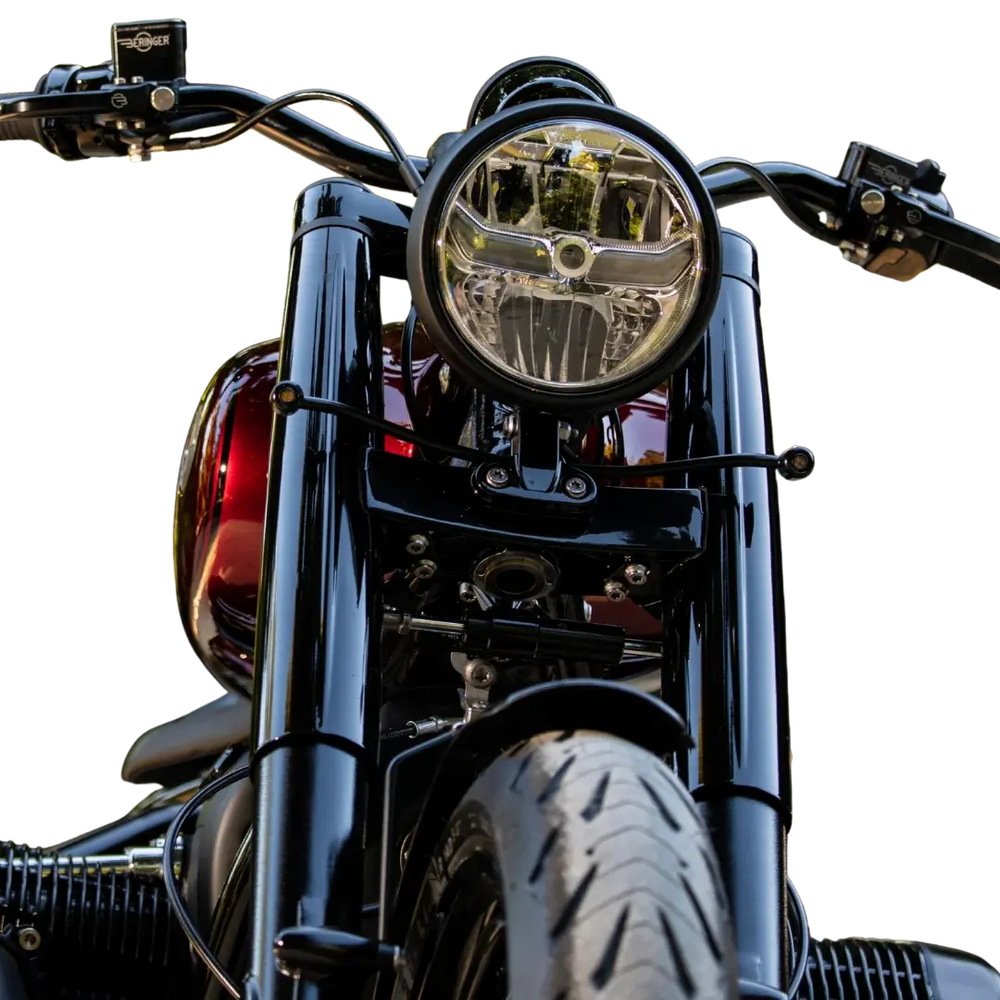 Clignotants Avant Mini Bates BMW R18 FCR Original - mise en situation montés sur moto avant phare