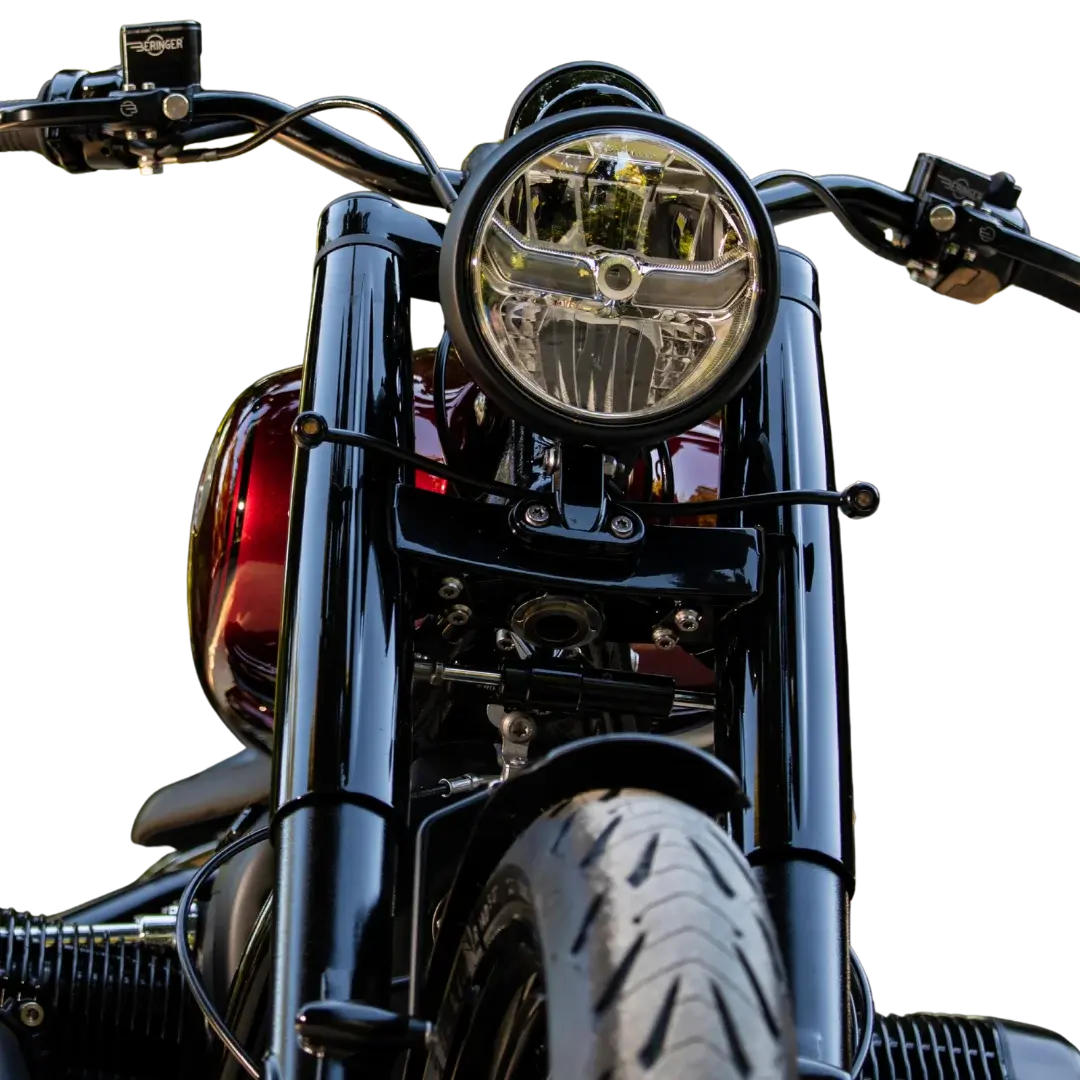 Clignotants Avant Mini Bates BMW R18 FCR Original - mise en situation montés sur moto avant phare