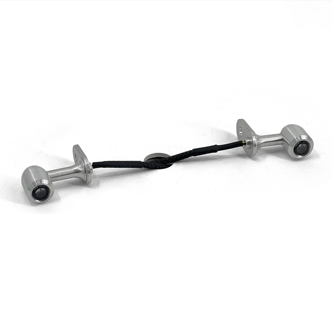 Clignotants moto Mini Bates FCR Accessoires en aluminium brossé, kit complet avant ou arrière avec câblage et platines