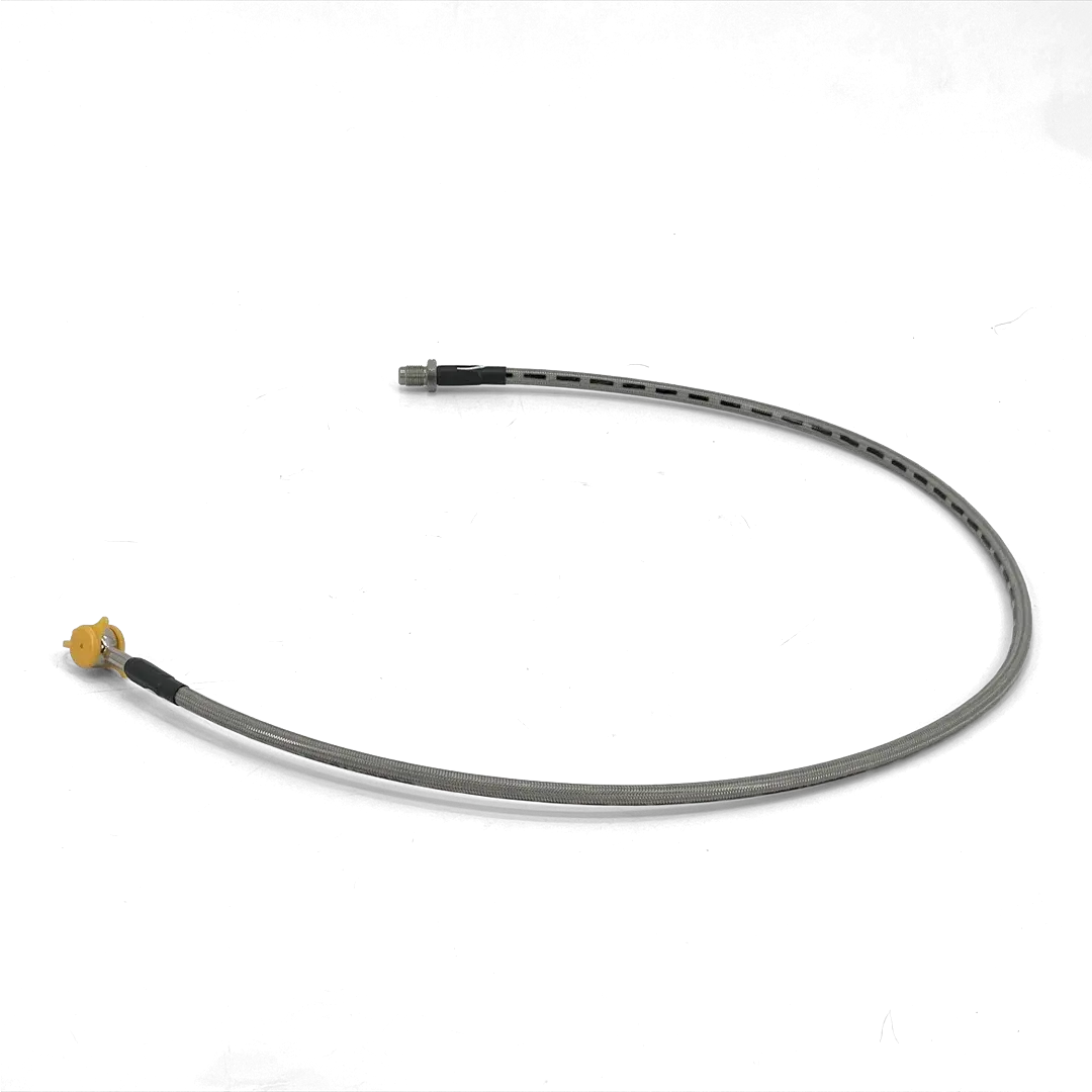 Durite de frein Banjo plat Triumph - vue d'ensemble finition tresse inox apparente