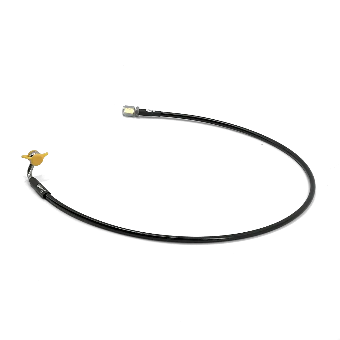 Durite de frein noire aviation FCR Accessoires avec banjo 90°, conçue pour routage propre sur Triumph